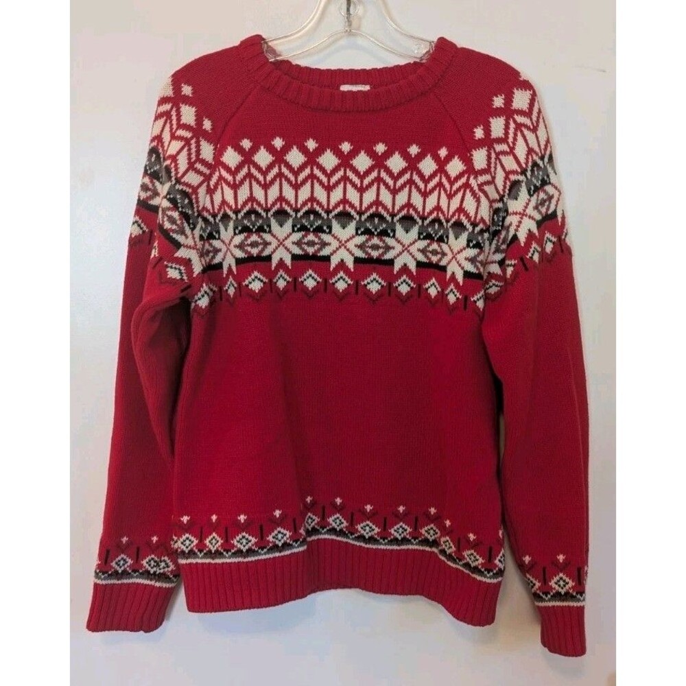 Hannah Andersson Kids Fair Isle Sweater 8 Red Unisex Holidays Christmas Cabin